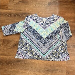 Alfred Dunner coastal granny Women XL three-quarter Sleeve Top